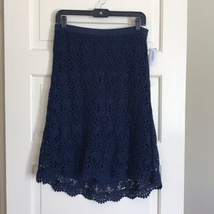 NEW blue lace asymmetrical  skirt